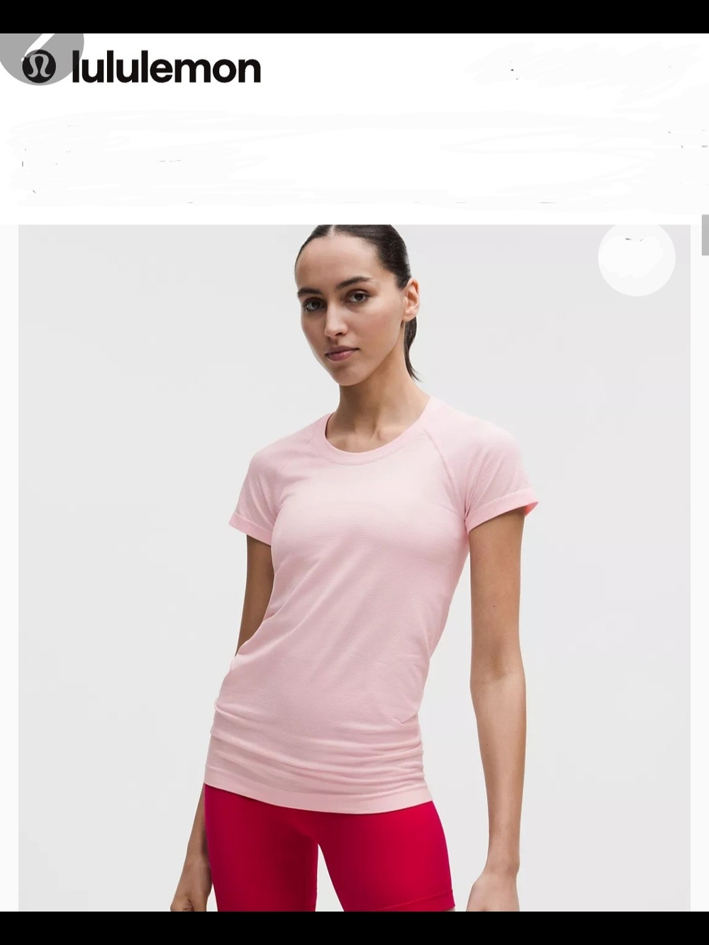 lululemon athletica Light Pink Short Sleeve Crew Tee